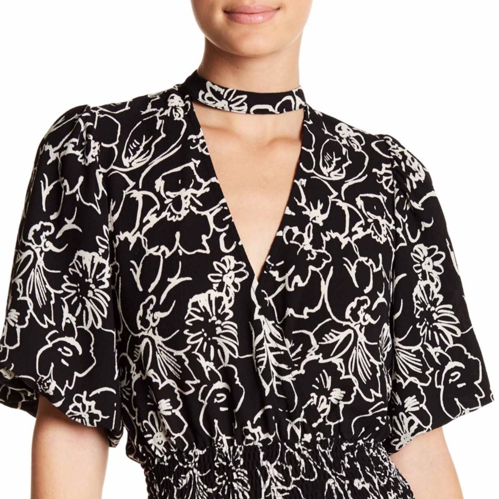 Jealous Tomato Mock Chocker Smocked Crop Top